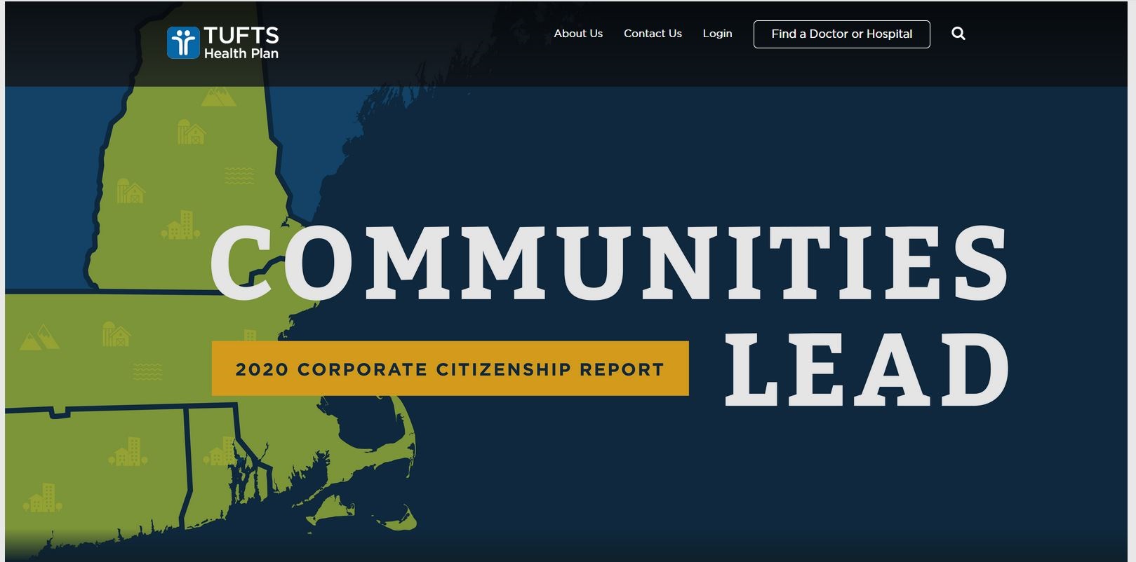 Communities Lead report cover photo: map of New England