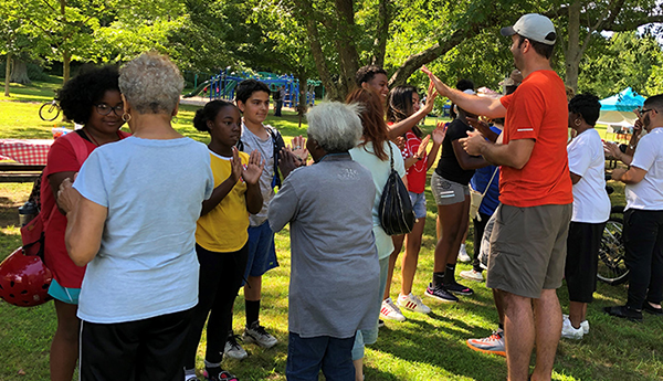 Participants in an intergenerational program in Central Falls.